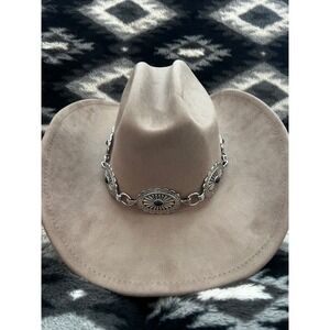 Illuma Women Cowboy Hat Silver Concho Chain Band Western Boho